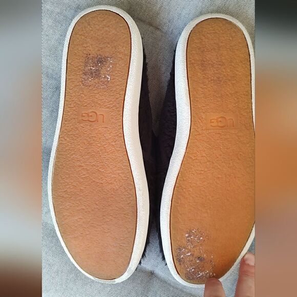 Ugg Womens Open Back Luci Slip On Leather Shoes Black Faux Fur Size 7 - Picture 6 of 7